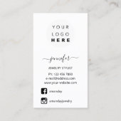 Carte de bijoux Logo Médias sociaux Noir Blanc (Dos)