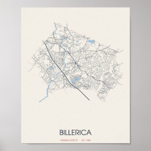 Carte de Billerica Massachusetts Poster