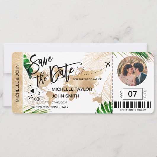 Carte de billet d'avion avec date de réservation M (Devant)