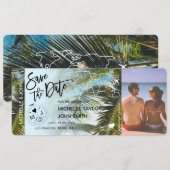 Carte de Billet d'Avion Palm Save the Date avec Ph (Devant / Derrière)