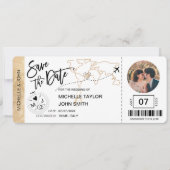 Carte de billet d'avion simple avec carte du monde (Devant)