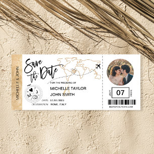 Carte de billet d'avion simple avec carte du monde