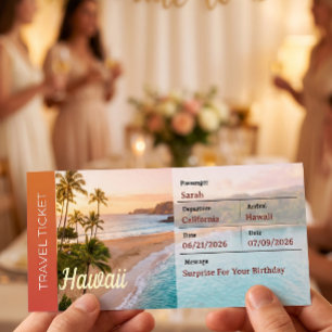 Carte de Billet d'Avion Surprise pour un Voyage à