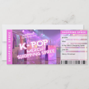 Carte de billet de révélation de virée shopping de