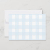Carte de billet de tombola de couche gingham bleu (Dos)