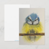 Carte de billet Oiseau jaune et bleu avec envelopp (Devant / Derrière)