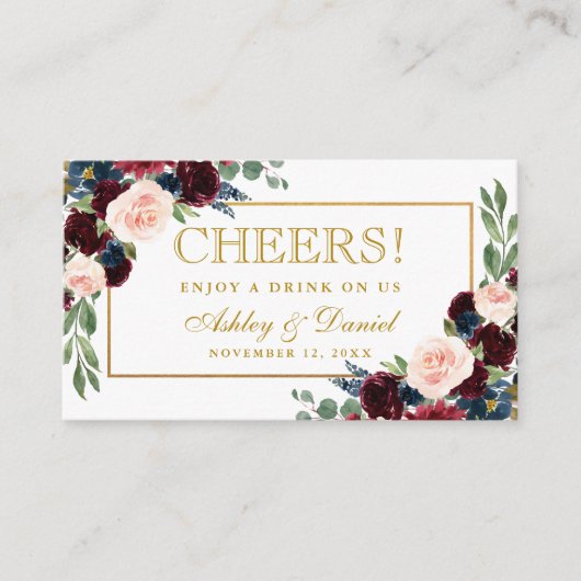 Carte de billet pour Mariage de boisson de couleur (Devant)