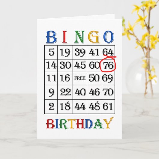 Carte de Bingo 76e anniversaire (Fleur jaune)