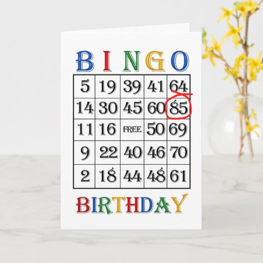 Carte de Bingo 85e anniversaire (Fleur jaune)