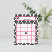 Carte de Bingo à chaud rose noir Damas (Debout devant)