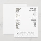 Carte de Bingo Anniversaire Fête Appel Out Mots (Devant / Derrière)