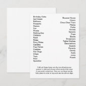 Carte de Bingo Anniversaire Fête Appel Out Mots (Devant / Derrière)