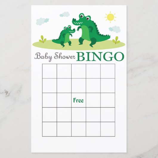 Carte de bingo baby shower Alligator (Devant)