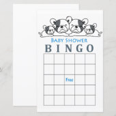Carte de bingo baby shower Bulldog (Devant / Derrière)