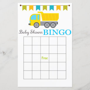 Carte de bingo baby shower camion