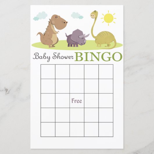 Carte de bingo baby shower Dinosaur (Devant)