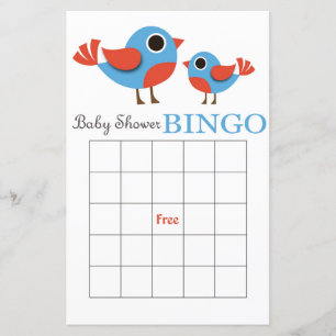 Carte de bingo baby shower d'oiseaux