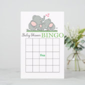 Carte de bingo baby shower éléphant (Debout devant)