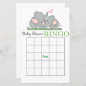 Carte de bingo baby shower éléphant (Devant / Derrière)