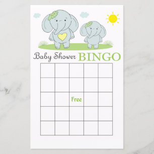 Carte de bingo baby shower éléphant bleu