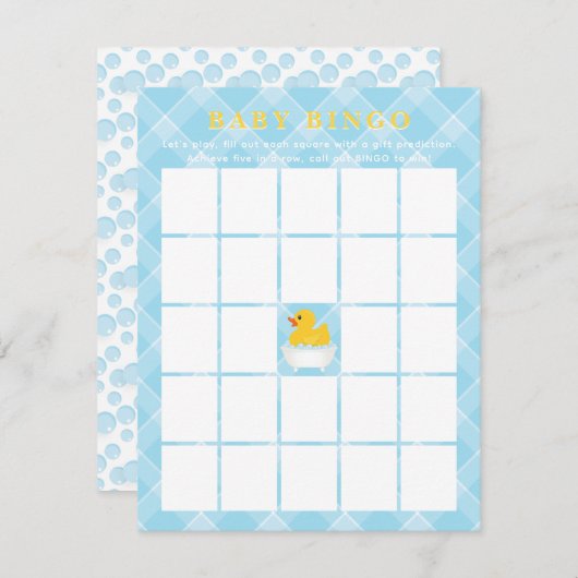Carte de bingo Baby shower en caoutchouc | Bébé bl (Devant / Derrière)