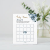 Carte de bingo Baby shower Floral Blue Gold (Debout devant)