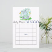 Carte de bingo baby shower hippo bleu (Debout devant)