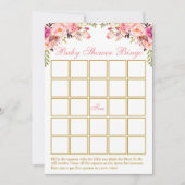 Carte de bingo Baby shower or rose Floral (Devant)