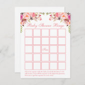 Carte de bingo Baby shower rose Aquarelle (Devant / Derrière)