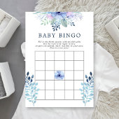 Carte de Bingo Bébé Fleurie Hiver Rustique Navy