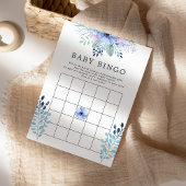 Carte de Bingo Bébé Fleurie Hiver Rustique Navy