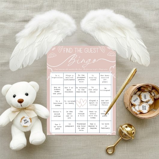 Carte de Bingo Céleste Rose Trouvez l'Invité