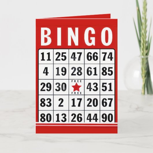 Carte de bingo d'anniversaire rouge et blanc (Devant)