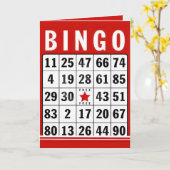 Carte de bingo d'anniversaire rouge et blanc (Fleur jaune)
