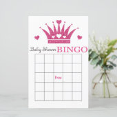 Carte de bingo de baby shower de couronne violet (Debout devant)