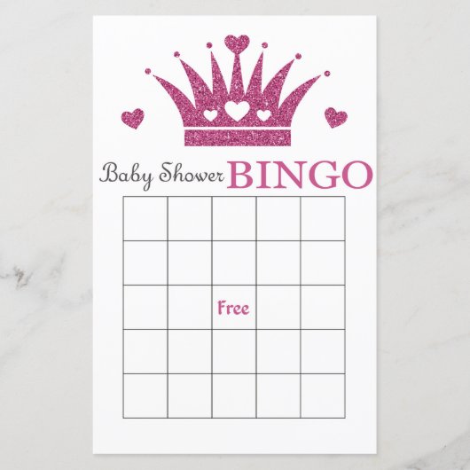 Carte de bingo de baby shower de couronne violet (Devant)