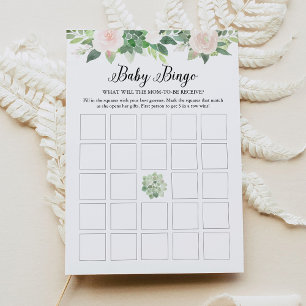 Carte de bingo de Baby shower de fleurs rose Succu
