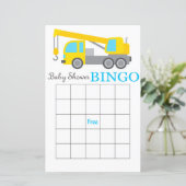 Carte de bingo de baby shower de grue de construct (Debout devant)