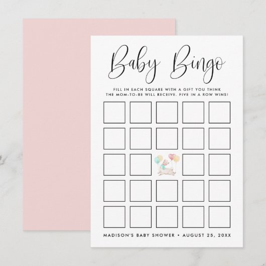 Carte de Bingo de Baby shower de Llama sucrée (Devant / Derrière)