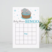 Carte de bingo de baby shower d'éléphant mignon (Debout devant)