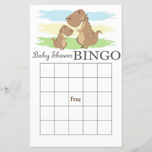 Carte de bingo de baby shower Dinosaur, Bingo Dino (Devant)