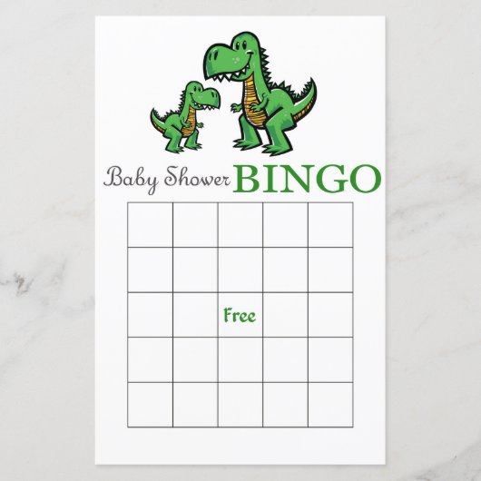 Carte de bingo de baby shower Dinosaur, Bingo Dino (Devant)