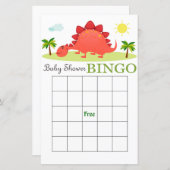 Carte de bingo de baby shower Dinosaur, carte de b (Devant / Derrière)