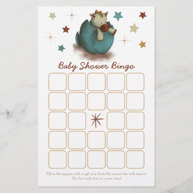 Carte de bingo de Baby shower neutre à hachure de  (Devant)