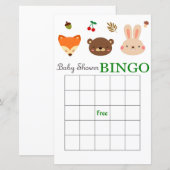 Carte de bingo de baby shower pour animaux de bois (Devant / Derrière)