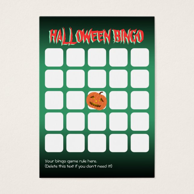 Carte de Bingo de fête d'Halloween 5 x 5 mignonne  (Devant)