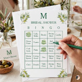 Carte de Bingo de Fiançailles à Monogramme de Verd