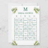 Carte de Bingo de Fiançailles à Monogramme de Verd (Devant)