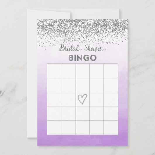 Carte de bingo de fiançailles Violet et Argent (Devant)