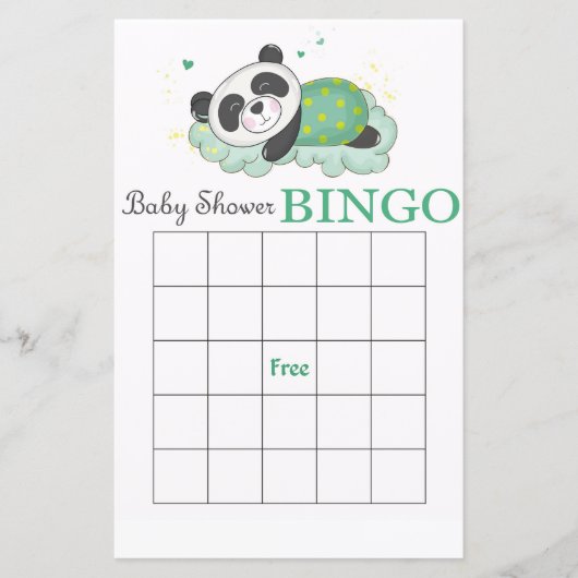 Carte de bingo du baby shower Cute Panda (Devant)